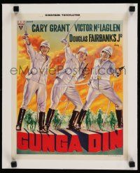 9g331 GUNGA DIN linen Belgian R40s great art of Cary Grant, Douglas Fairbanks Jr. & Victor McLaglen!