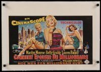 9g377 HOW TO MARRY A MILLIONAIRE linen horizontal REPRO Belgian '90s Marilyn Monroe, Grable, Bacall!