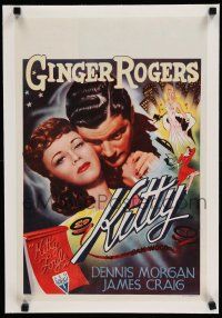 9g338 KITTY FOYLE linen Belgian '48 great romantic close up of Ginger Rogers & Dennis Morgan!