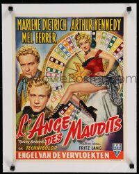 9g350 RANCHO NOTORIOUS linen Belgian '52 Fritz Lang, best gambling art of sexy Marlene Dietrich!