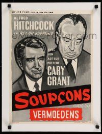 9g361 SUSPICION linen Belgian R60s cool different art of director Alfred Hitchcock & Cary Grant!