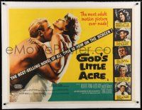 9g138 GOD'S LITTLE ACRE linen British quad '58 barechested Aldo Ray & half-dressed sexy Tina Louise!
