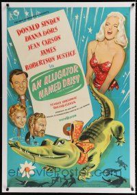 9g133 ALLIGATOR NAMED DAISY linen English 1sh '57 artwork of sexy Diana Dors in skimpy outfit!
