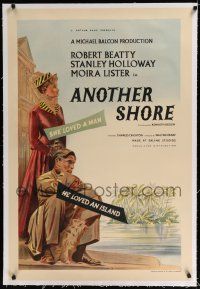 9g134 ANOTHER SHORE linen English 1sh '48 quirky comedy of man wanting to retire young in Tahiti!