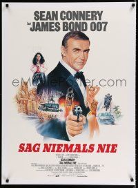 9g189 NEVER SAY NEVER AGAIN linen German '83 art of Sean Connery as James Bond 007 by Renato Casaro