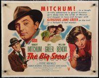 9g072 BIG STEAL linen style A 1/2sh '49 Robert Mitchum, Jane Greer & William Bendix, Don Siegel noir