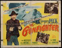 9g083 GUNFIGHTER linen 1/2sh '50 Gregory Peck's only friends were his guns, great outlaw image!