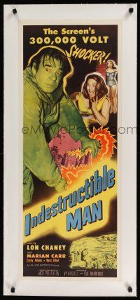 9g051 INDESTRUCTIBLE MAN linen insert '56 Lon Chaney Jr. as the inhuman invincible monster!