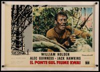 9g282 BRIDGE ON THE RIVER KWAI linen Italian photobusta '58 William Holden in jungle with knife!