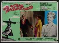 9g293 SOUND OF MUSIC linen Italian photobusta '65 Julie Andrews in nightgown looks at Plummer!