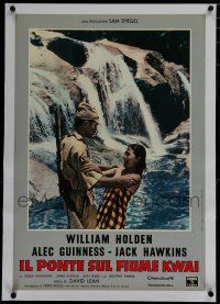 9g280 BRIDGE ON THE RIVER KWAI linen Italian photobusta '58 Japanese soldier w/ girl by waterfall!