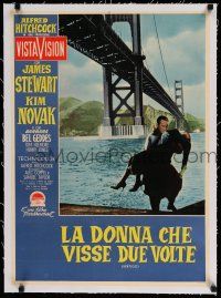 9g300 VERTIGO linen Italian photobusta '58 James Stewart carrying Kim Novak by bridge, Hitchcock!