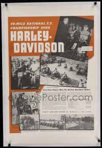9g368 HARLEY-DAVIDSON linen REPRO 23x35 advertising poster '41 50 mile National T.T. Champion!