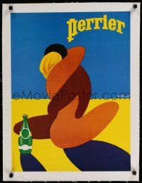 9g029 PERRIER linen 18x24 French advertising poster '80 artwork of The Embrace by Bernard Villemot!
