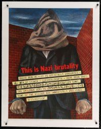 9g018 THIS IS NAZI BRUTALITY linen 28x38 WWII war poster '42 Stahn art of man awaiting execution!