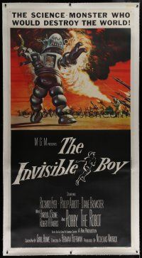 9h132 INVISIBLE BOY linen 3sh '57 Robby the Robot as the science-monster who'd destroy the world!