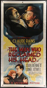 9h135 MAN WHO RECLAIMED HIS HEAD linen 3sh '34 Claude Rains of The Invisible Man with Joan Bennett!