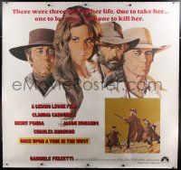 9h121 ONCE UPON A TIME IN THE WEST linen int'l 6sh '69 art of Cardinale, Fonda, Bronson & Robards!
