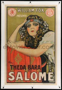 9h094 SALOME linen French 31x47 '21 Emilio Vila art of Theda Bara as Biblical seductress, lost film!