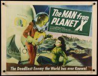 9h157 MAN FROM PLANET X style B 1/2sh '51 Edgar Ulmer, great full art of alien with girl & in ship!