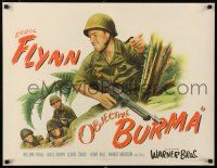 9h159 OBJECTIVE BURMA 1/2sh '45 Errol Flynn in uniform leading his soldiers in World War II!