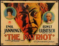9h280 PATRIOT 1/2sh '28 art of Emil Jannings, Florence Vidor & Stone, Ernst Lubitsch, lost film!