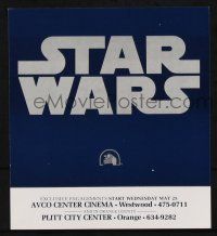 9h013 STAR WARS title logo style herald '77 George Lucas classic, exclusive showings in California!