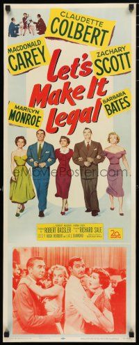 9h168 LET'S MAKE IT LEGAL insert '51 early sexy Marilyn Monroe shown with cast & in inset photo!