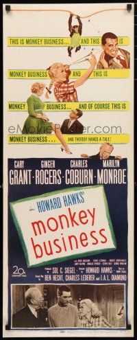9h173 MONKEY BUSINESS insert '52 sexy Marilyn Monroe, Cary Grant, Ginger Rogers, Charles Coburn