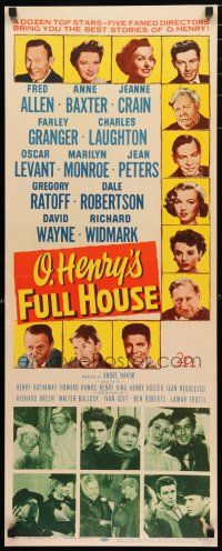 9h174 O HENRY'S FULL HOUSE insert '52 young Marilyn Monroe, Fred Allen, Anne Baxter, Jeanne Crain!