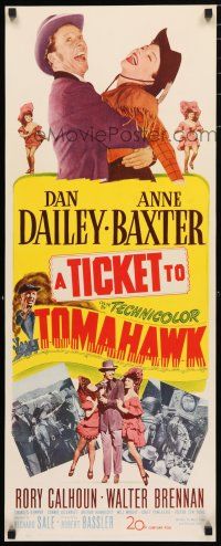 9h177 TICKET TO TOMAHAWK insert 1950 great images of wacky Dan Dailey & pretty cowgirl Ann Baxter!
