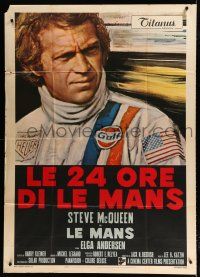 9h269 LE MANS Italian 1p '71 cool different close up art of race car driver Steve McQueen!