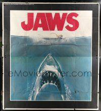 9h283 JAWS int'l 7-sheet poster 1975 Steven Spielberg, gigantic art of shark under girl, rare!