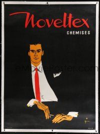 9h115 NOVELTEX CHEMISES linen 45x62 French advertising poster '60s Gruau art of male shirt model!