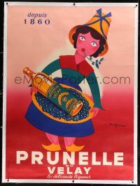 9h116 PRUNELLE DU VELAY linen 45x62 French advertising poster '40s Paul Igerz art of girl w/liquor!