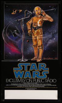 9h061 STAR WARS RADIO DRAMA special 17x29 '81 art of C-3PO at microphone by Strain!