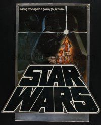 9h038 STAR WARS 26x31 foil standee R82 George Lucas classic sci-fi epic, great art by Tom Jung!