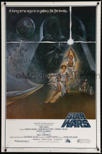 9h008 STAR WARS 1st printing style A 1sh '77 George Lucas classic sci-fi epic, art by Tom Jung!