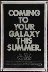 9h007 STAR WARS linen teaser 1sh '77 George Lucas classic, coming to your galaxy this summer!
