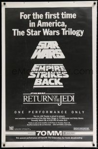 9h001 STAR WARS TRILOGY 1sh '85 one-time showing, the Holy Grail of Star Wars poster collecting!
