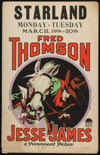 9h187 JESSE JAMES WC '27 best striking different c/u art of famous outlaw Fred Thomson on horse!