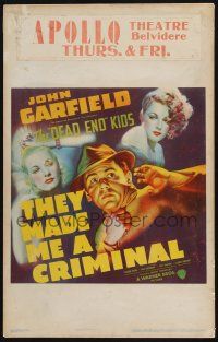 9h198 THEY MADE ME A CRIMINAL WC '39 art of hunted fugitive John Garfield & sexy Ann Sheridan!
