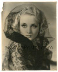9j109 CAROLE LOMBARD signed deluxe 10.75x13.5 still '29 in elaborate lace dress & veil by Thomas!