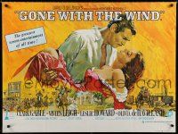 9j511 GONE WITH THE WIND British quad R70s best art of Gable carrying Leigh over Atlanta burning!