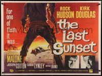 9j516 LAST SUNSET British quad '61 Rock Hudson, Kirk Douglas, Robert Aldrich, cool different art!