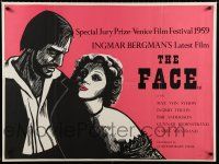 9j518 MAGICIAN British quad '59 Bergman's Ansiktet, Von Sydow & Thulin, The Face, Strausfeld art!