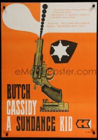 9j466 BUTCH CASSIDY & THE SUNDANCE KID Czech 23x33 '70 cool different gun & badge art by Stanner!