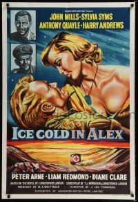 9j242 ICE COLD IN ALEX English 1sh '58 art of John Mills & sexy Sylvia Syms in love in WWII!