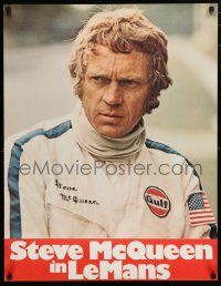 9j358 LE MANS teaser German '71 close up of race car driver Steve McQueen in personalized uniform!