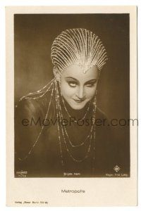 9j295 METROPOLIS German 4x6 Ross postcard '20s close image of Brigitte Helm in incredible outfit!